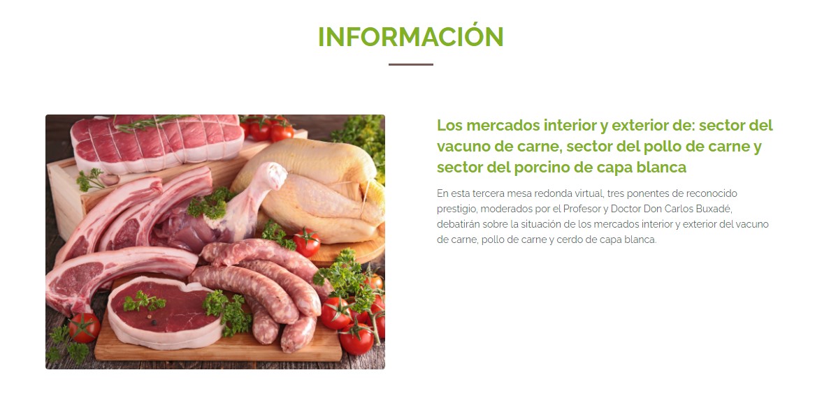 Mesa redonda virtual Los mercados interior y exterior de: sector del vacuno de carne, sector del pollo de carne y sector del porcino de capa blanca
